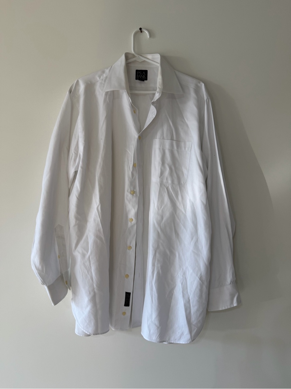 Men's Classic White Button-Up Dress Shirt 16 1/2 35